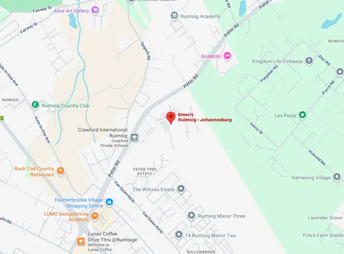 Map to Emeris campus