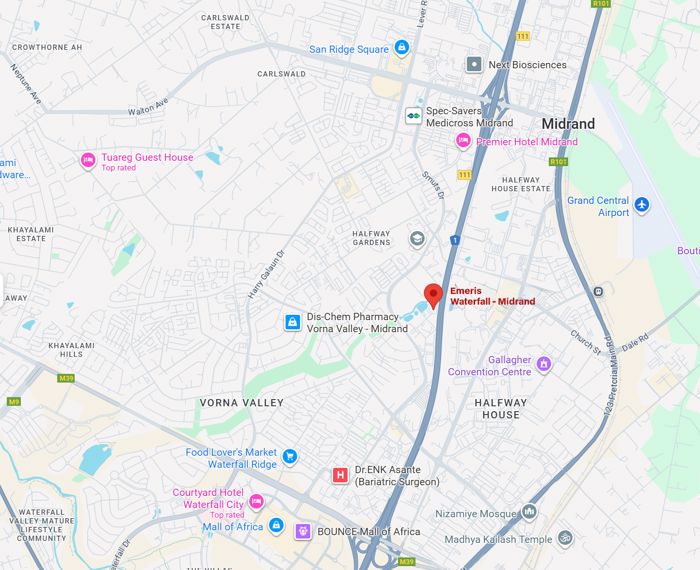Map to Emeris campus